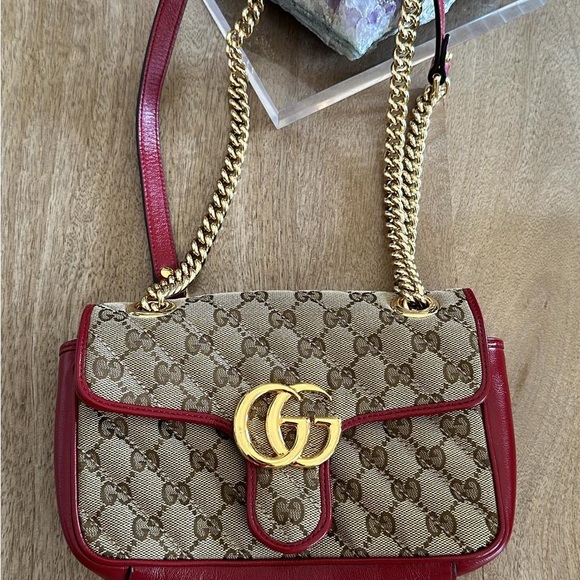 Gucci GG marmont. Red leather and monogram. - Picture 2 of 6